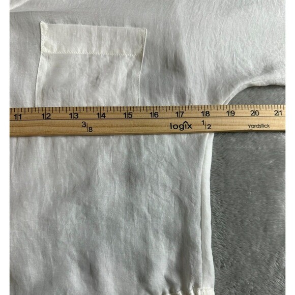 LOFT Sheer Button Front Blouse XS Drawstring Waist Clean Girl Romantic Feminine - Picture 4 of 7